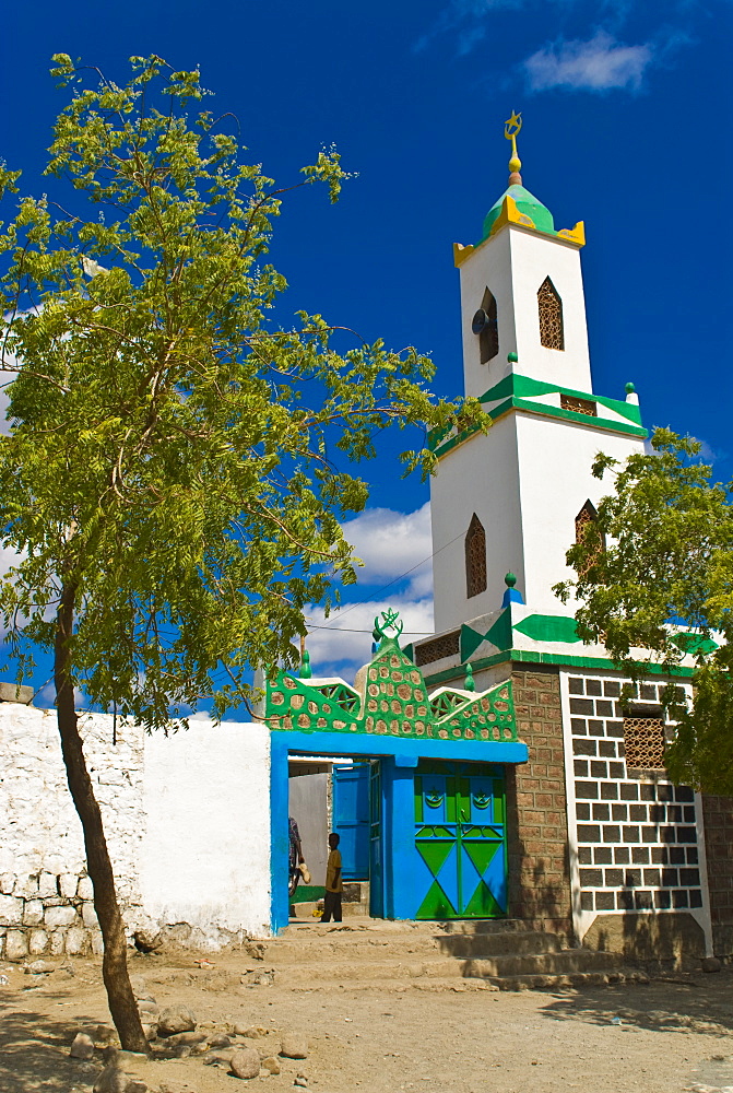 Colourful mosque in a little village in the Republic of Djibouti, Africa