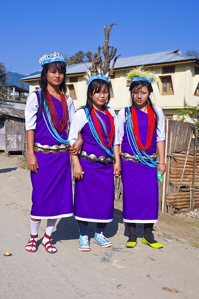 Group of girls from the Hillmiri tribe, Daporijo, Arnuachal Pradesh, India, Asia