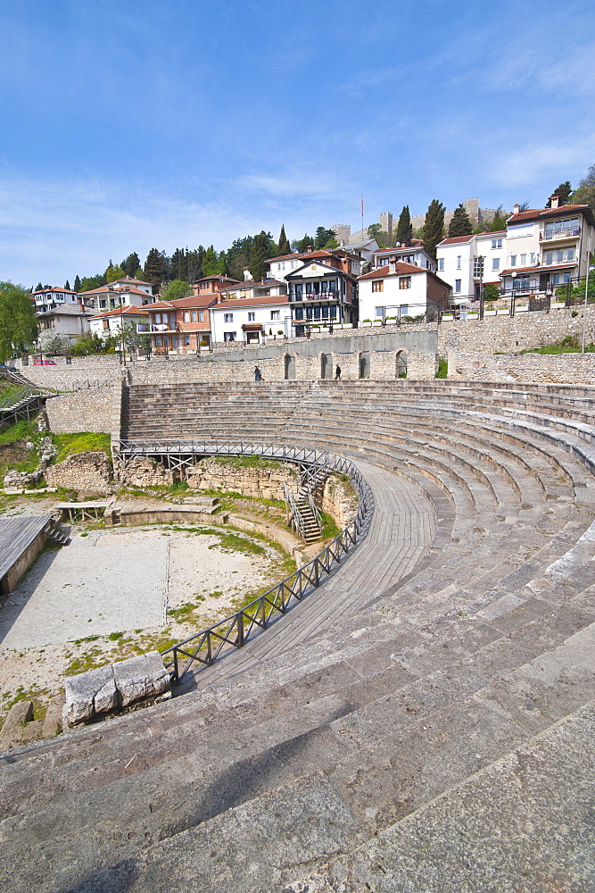 Amphitheatre at Ohrid at Lake Ohrid, UNESCO World Heritage Site, Macedonia, Europe