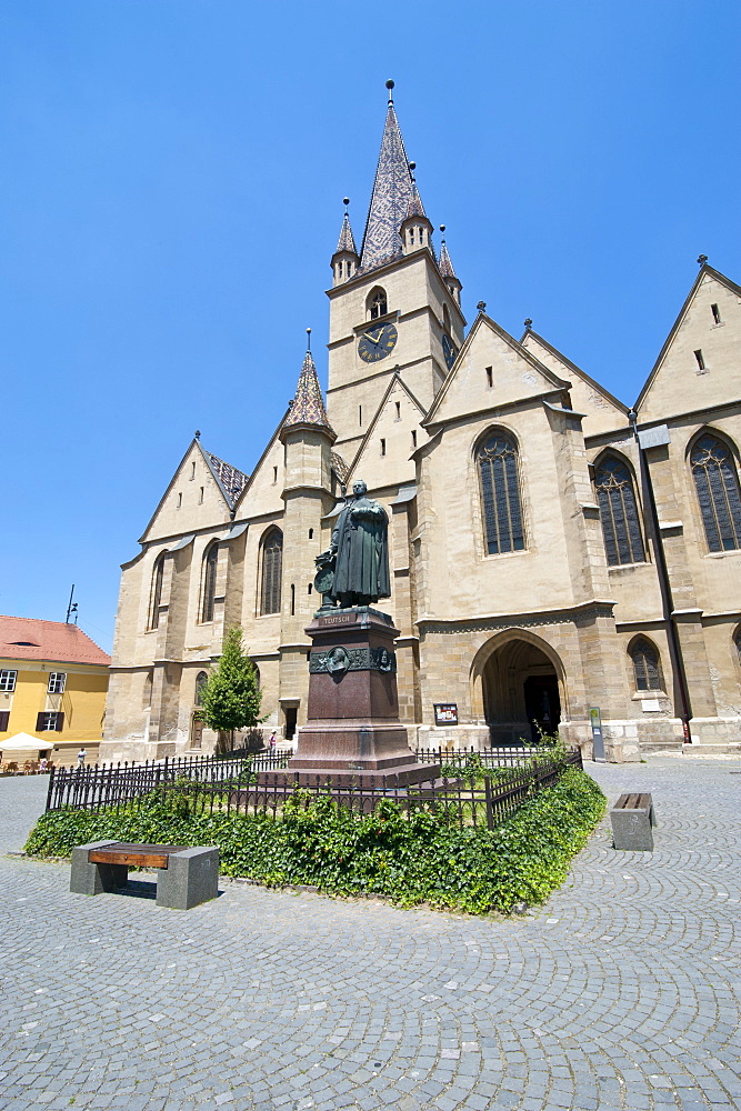 Evangelical church in Piata Huet, Sibiu, Romania, Europe