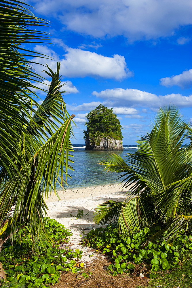 Single rock at Coconut Point on Tutuila Island, American Samoa, South Pacific, Pacific