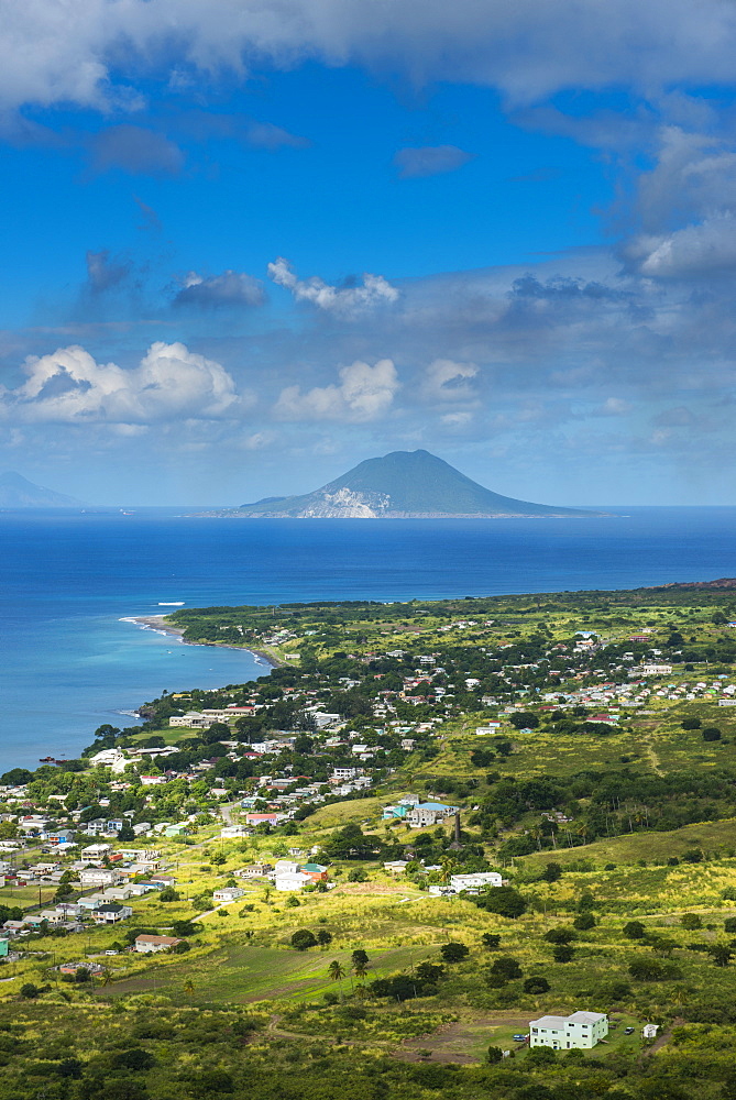 View to St. Eustatius from Brimstone Hill Fortress, St. Kitts, St. Kitts and Nevis, Leeward Islands, West Indies, Caribbean, Central America 