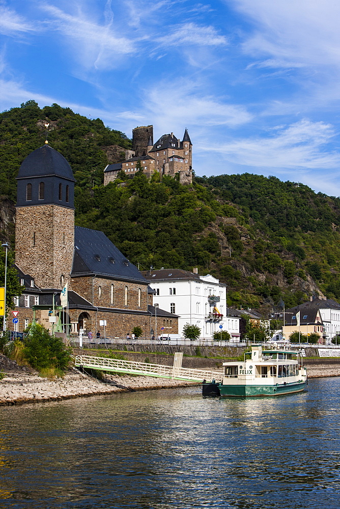 Castle Stahleck above the village of Bacharach in the Rhine valley, Rhineland-Palatinate, Germany, Europe