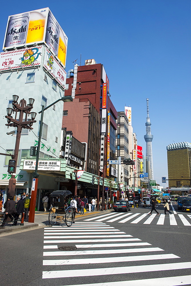 Asakusa quarter with the TV Tower, Tokyo, Japan, Asia