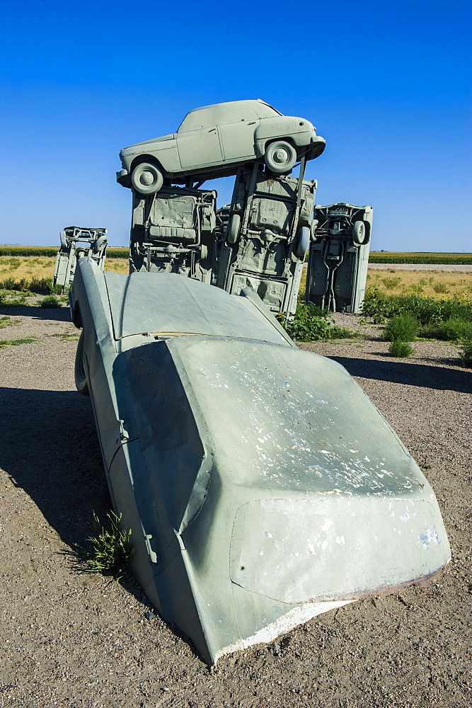 Carhenge, a replica of England's Stonehenge, made out of cars near Alliance, Nebraska, United States of America, North America 