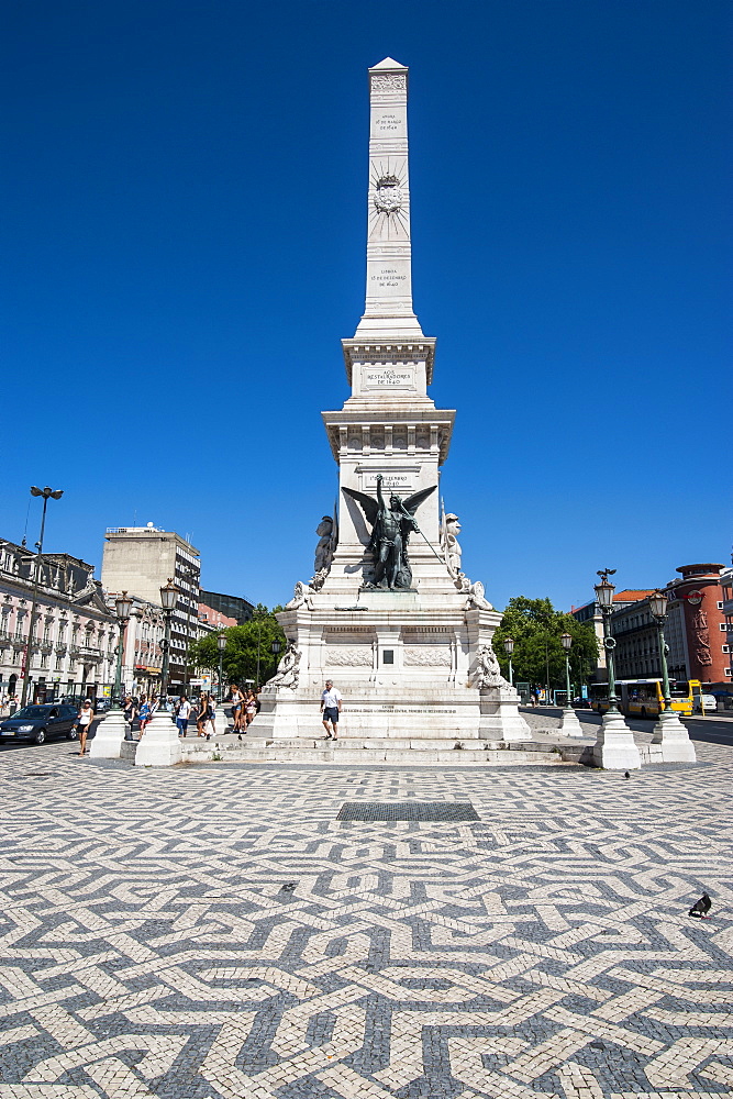 View of Restauradores Square and the Monument to the Restorers, Lisbon, Portugal, Europe