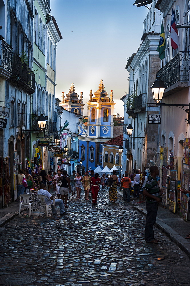 Pedestrian zone in the Pelourinho, UNESCO World Heritage Site, Salvador da Bahia, Bahia, Brazil, South America