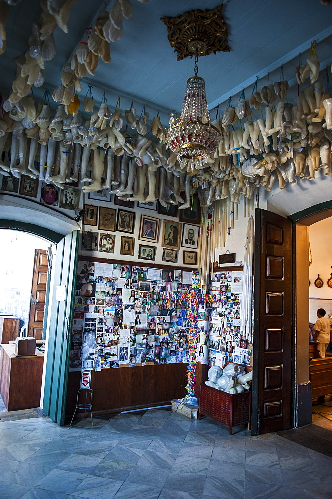 Artificial limbs in a side room of the Nosso Senhor do Bomfim church, Salvador da Bahia, Bahia, Brazil, South America 