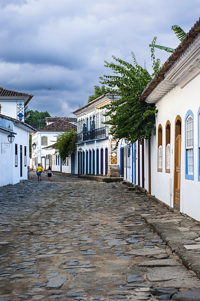 Colourful colonial houses in Paraty, south of Rio de Janeiro, Brazil, South America