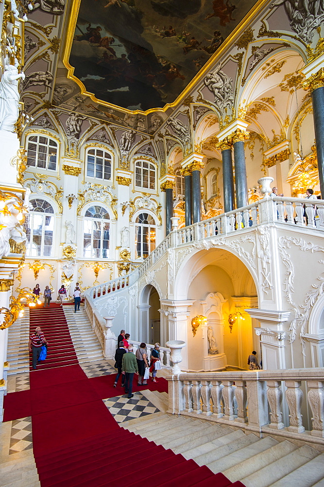 Jordan main staircase in the Hermitage (Winter Palace), UNESCO World Heritage Site, St. Petersburg, Russia, Europe