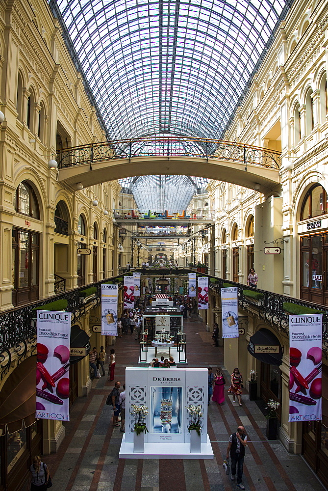 Gallery in GUM, the largest department store in Moscow, Russia, Europe