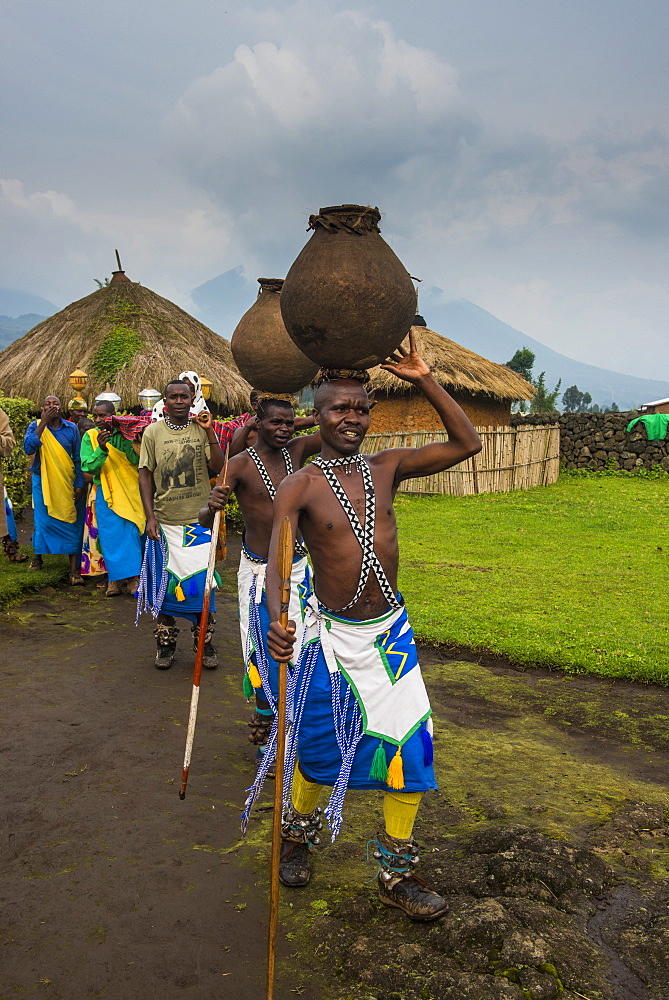 Ceremony of former poachers, in the Virunga National Park, Rwanda, Africa