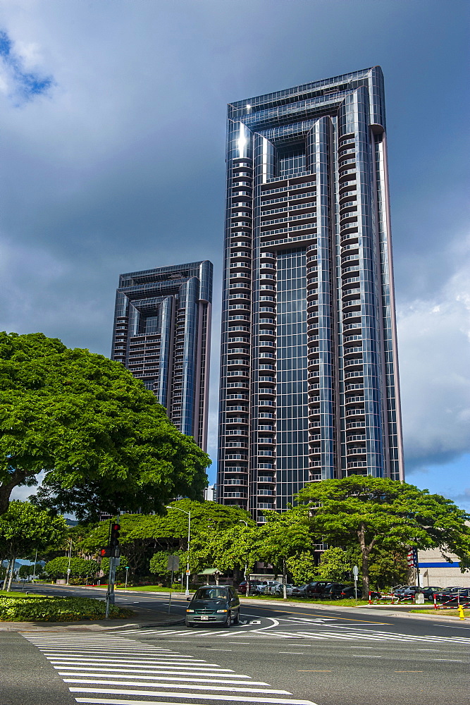 High rise building in downtown Honolulu, Oahu, Hawaii, United States of America, Pacific