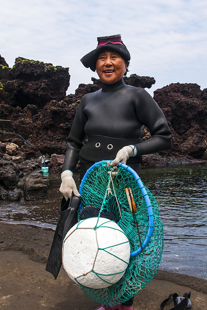 Haenyeo, the famous female divers on the island of Jejudo, UNESCO World Heritage Site, South Korea, Asia