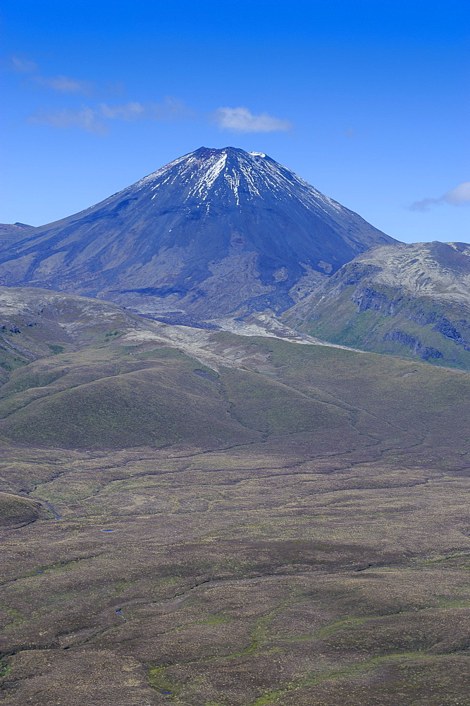 Aerial of Mount Ngauruhoe, Tongariro National Park, UNESCO World Heritage Site, North Island, New Zealand, Pacific