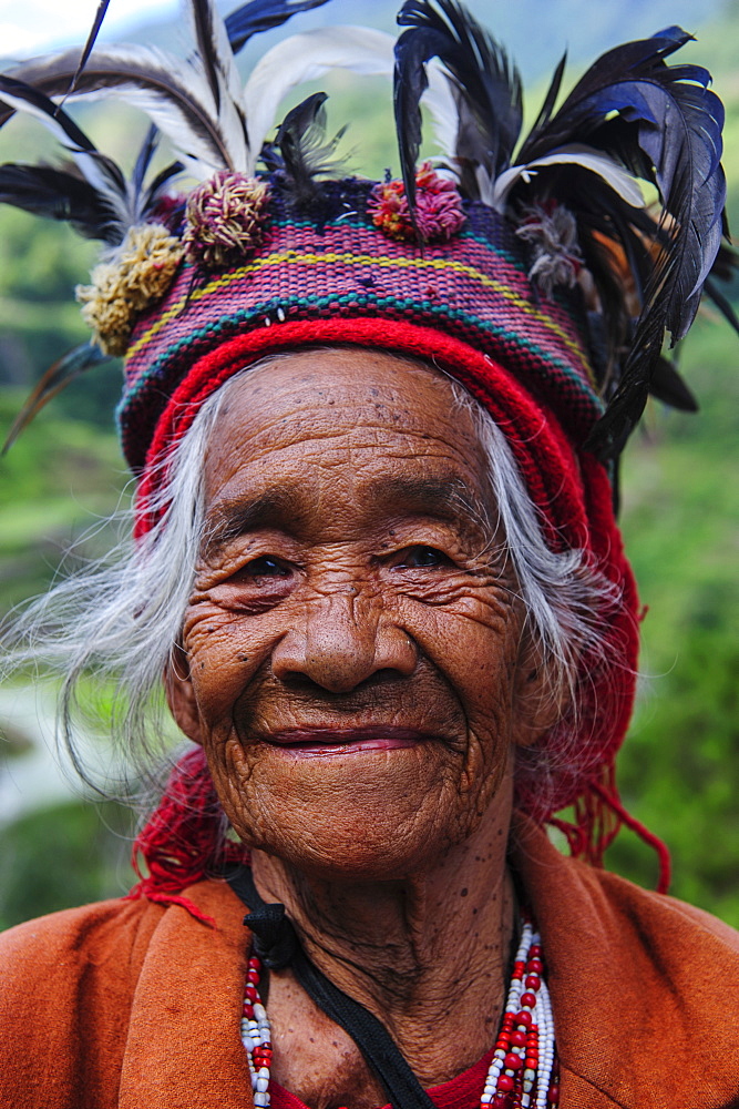 Traditional dressed Ifugao woman, Banaue, UNESCO World Heritage Site, Northern Luzon, Philippines, Southeast Asia, Asia