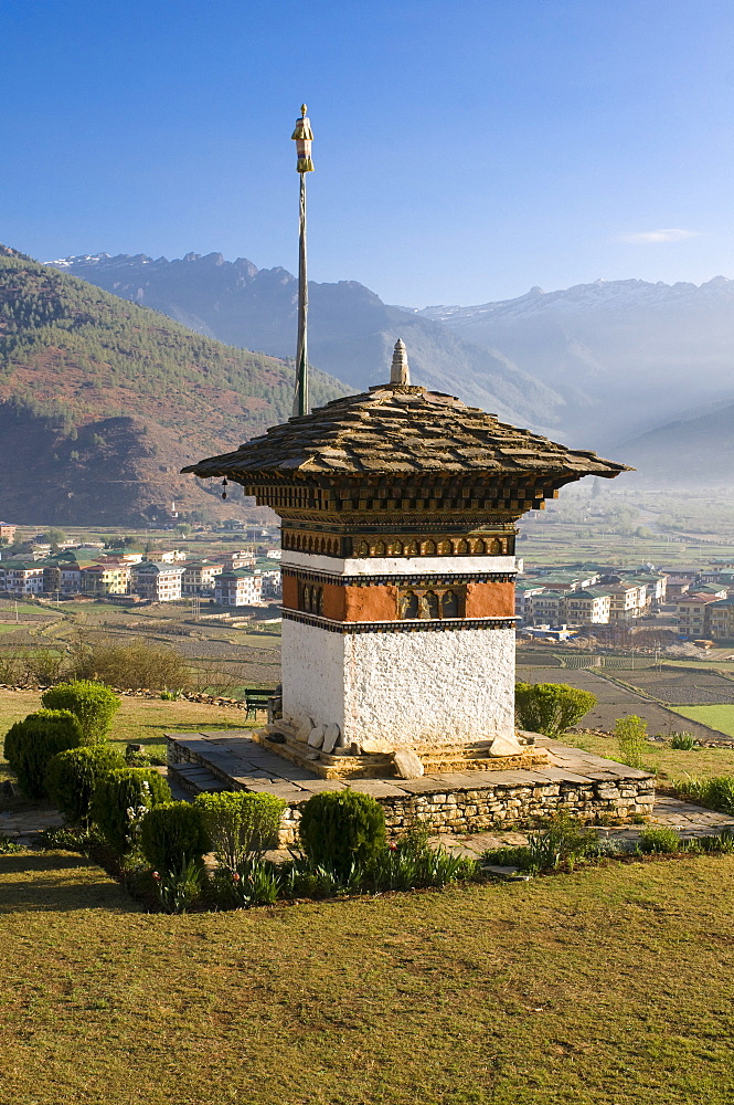 Beautiful Buddhist stupa, Paro, Bhutan, Asia