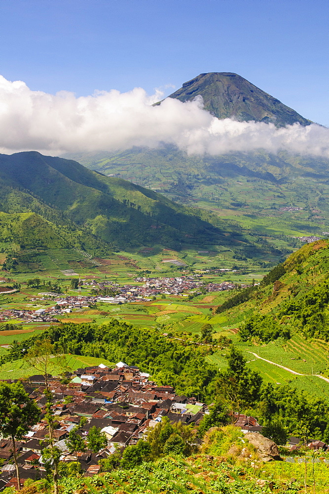 View over the Dieng Plateau, Java, Indonesia, Southeast Asia, Asia