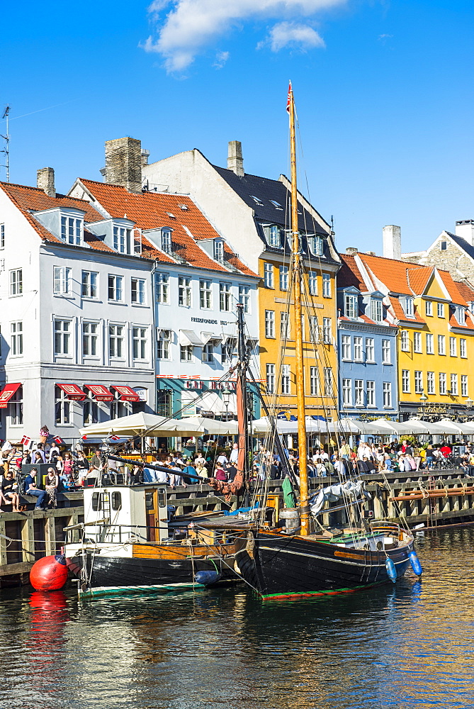 Fishing boats in Nyhavn, 17th century waterfront, Copernhagen, Denmark, Scandinavia, Europe