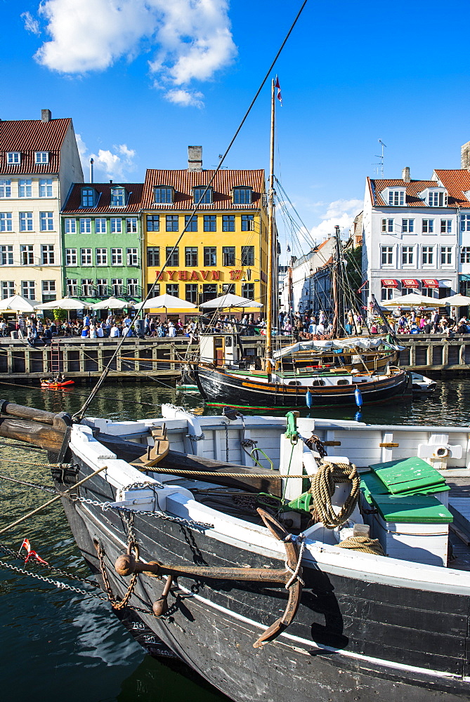 Fishing boats in Nyhavn, 17th century waterfront, Copenhagen, Denmark, Scandinavia, Europe