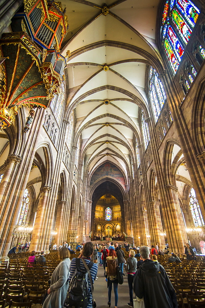 Interior view, Strasbourg Cathedral, UNESCO World Heritage Site, Strasbourg, Alsace, France, Europe