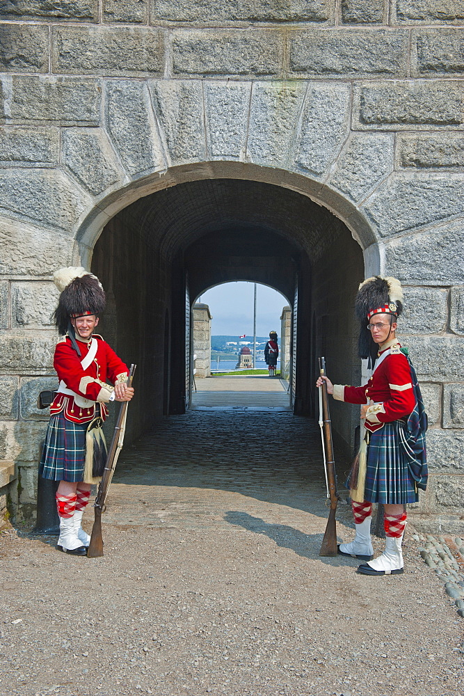 Traditional dressed guards in Fort George, Citadel Hill, a National Historic Site, Halifax, Nova Scotia, Canada, North America