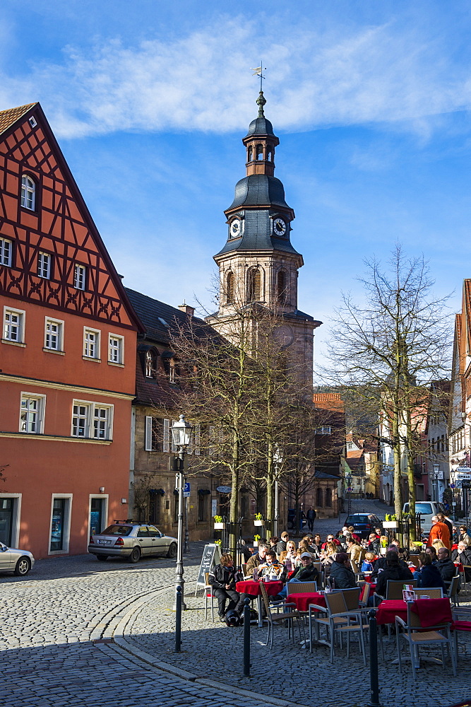 Town square in the center of Kulmbach, Upper Franconia, Bavaria, Germany, Europe