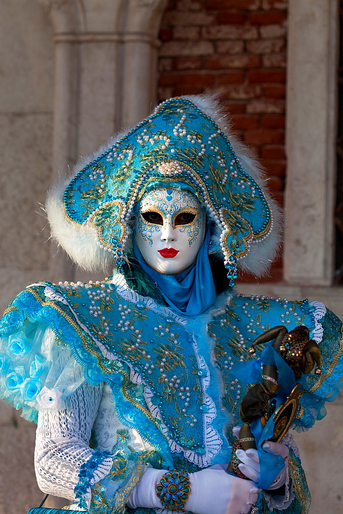 Masks at Venice Carnival in St. Mark's Square, Venice, Veneto, Italy, Europe