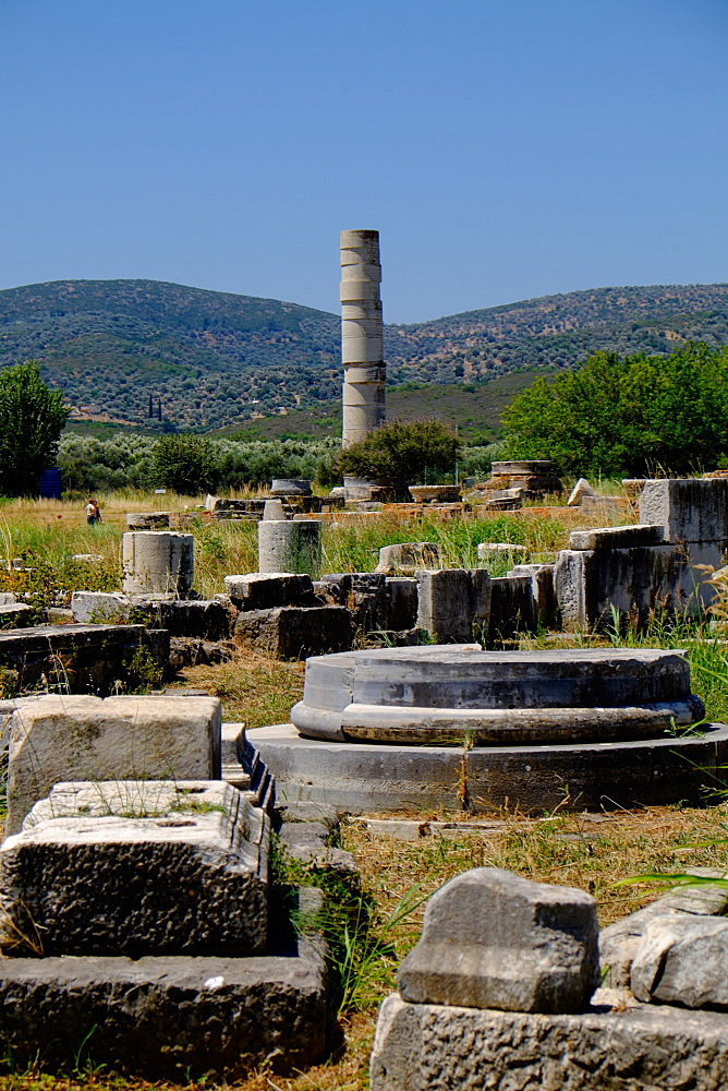 The Temple of Hera, Heraion of Samos, UNESCO World Heritage Site, Samos, North Aegean Islands, Greek Islands, Greece, Europe