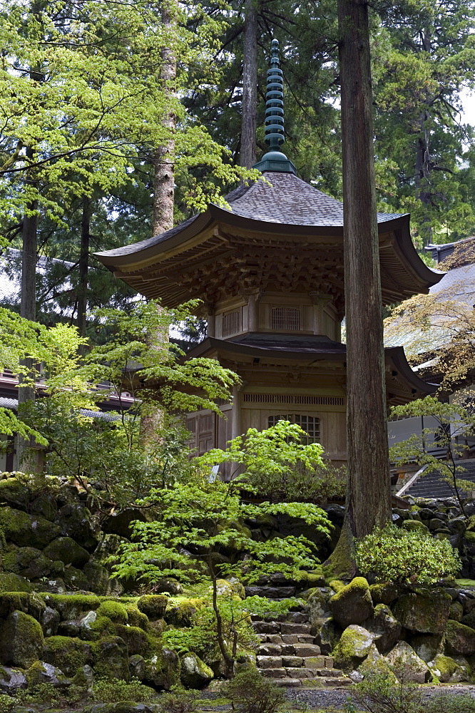 Pagoda at Eiheiji Temple, headquarters of the Soto sect of Zen Buddhism, Fukui, Japan