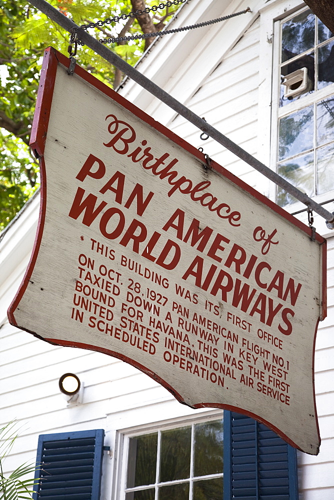 Sign for Pan American Airways in Key West, Florida, United States of America, North America