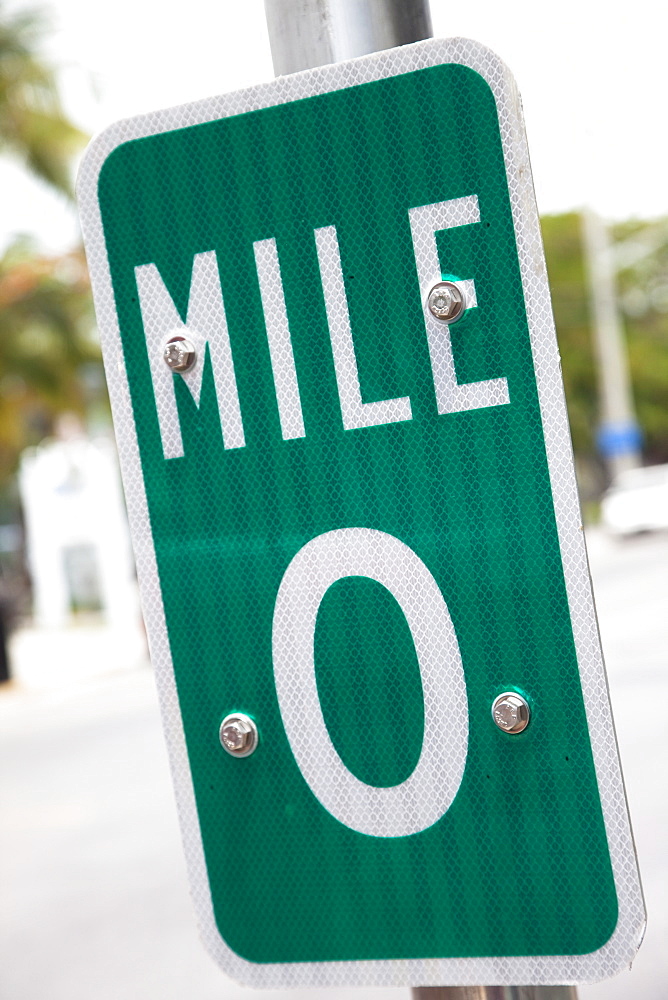 Signpost for mile 0, the beginning of US1 highway, Key West, Florida, United States of America, North America