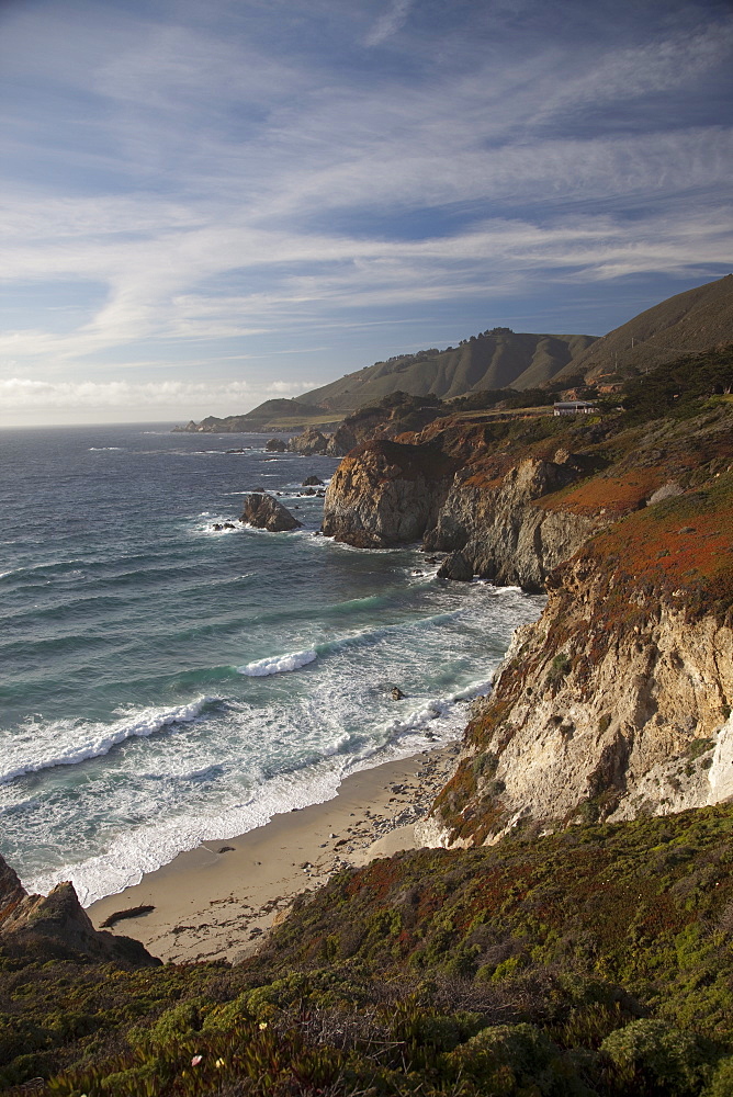 Rocky shoreline south of Carmel, California, United States of America, North America