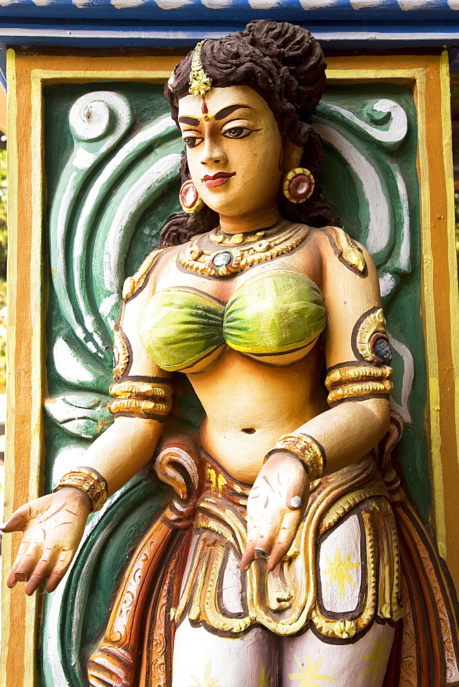 A bas-relief representation of an Indian female on a pillar close to the manuscripts library in Thanjavur (Tanjore), Tamil Nadu, India, Asia