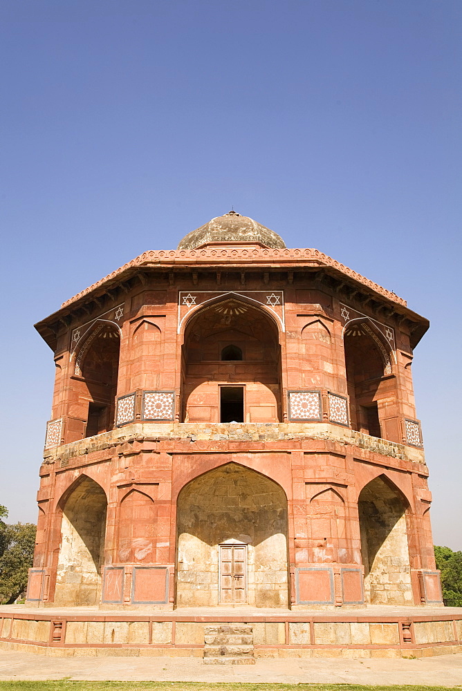 The octagonal Sher Mandal tower within the Purana Qila in Delhi, India, Asia