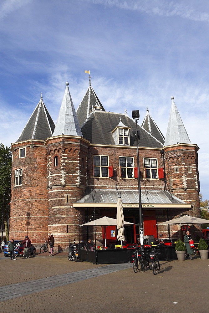 The Waag, a former weighing house, at the Nieuwmarkt (New Market), Red Light District, in Amsterdam, The Netherlands, Europe