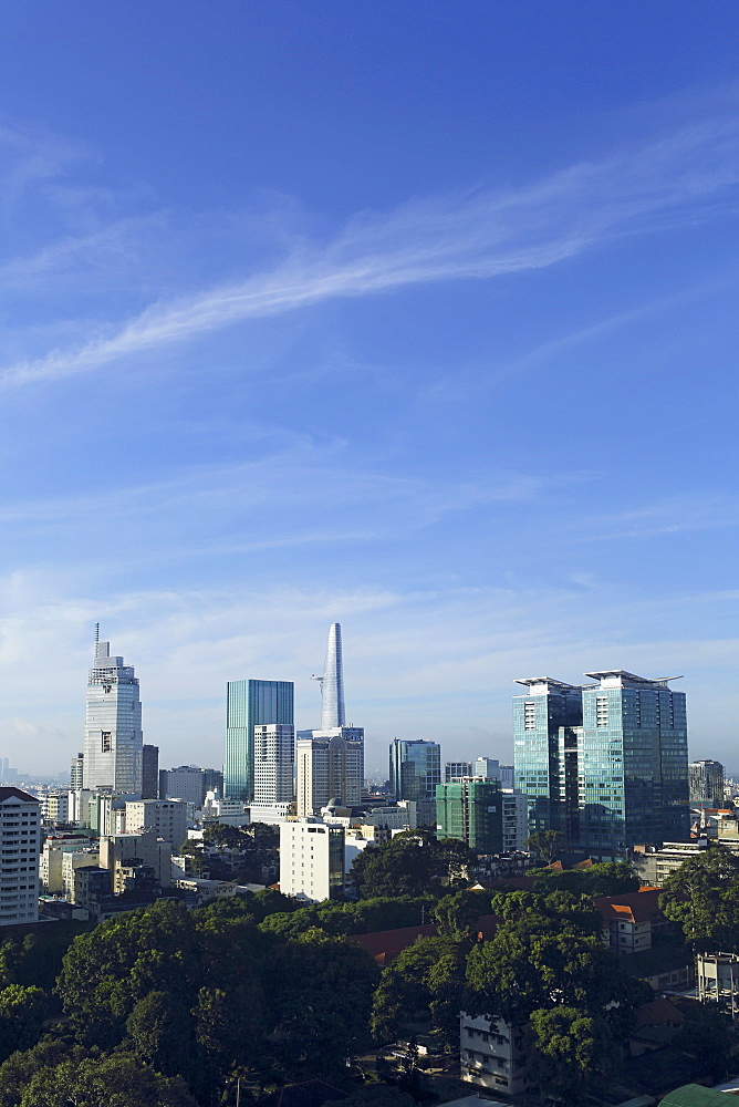 The skyline of the downtown area, including the Bitexco Tower, Ho Chi Minh City (Saigon), Vietnam, Indochina, Southeast Asia, Asia