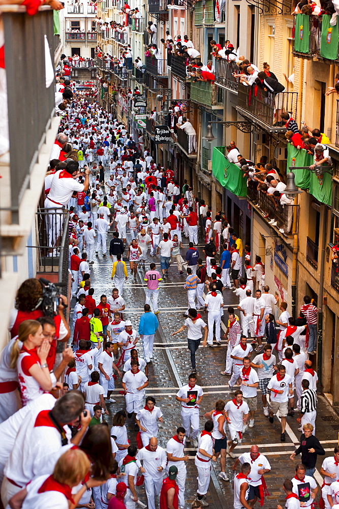 Running of the bulls, San Fermin festival, Pamplona, Navarra (Navarre), Spain, Europe