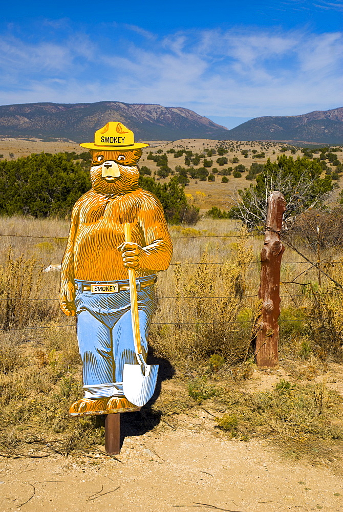 Smokey Bear fire prevention mascot, near Capitan Gap, New Mexico, United States of America, North America