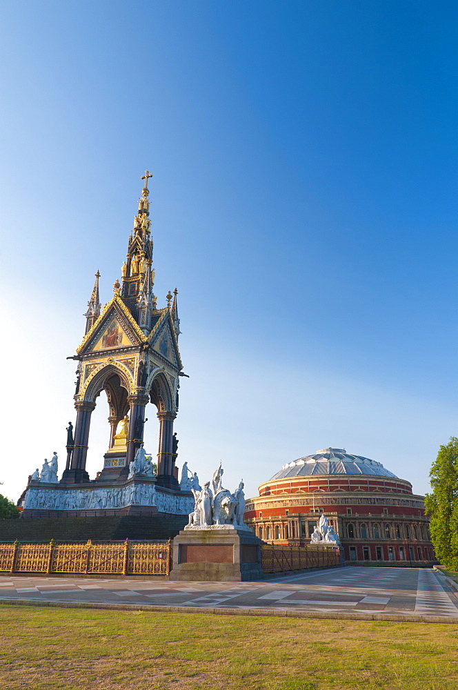 Royal Albert Hall and Albert Memorial, Kensington, London, England, United Kingdom, Europe