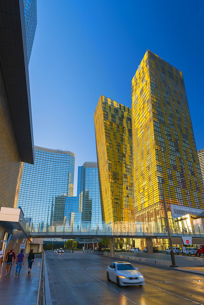 CityCenter, Aria Resort and Casino, Veer Towers on right, The Strip, Las Vegas, Nevada, United States of America, North America