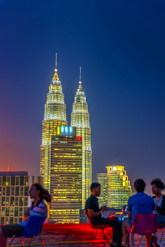 Helipad Bar and Petronas Towers, Kuala Lumpur, Malaysia, Southeast Asia, Asia