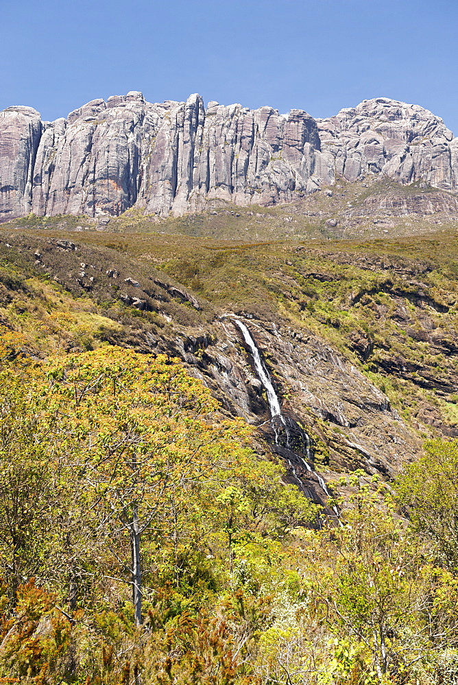 The sacred waterfall of Riandahy in Andringitra National Park in southern Madagascar, Madagascar, Africa