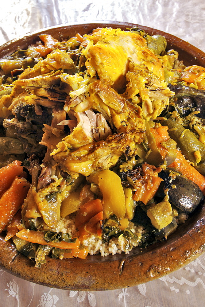 Close-up of a chicken tajine