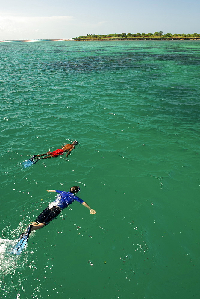 Snorkelling off Mogundula island in the Quirimbas archipelago in northern Mozambique, Indian Ocean, Africa