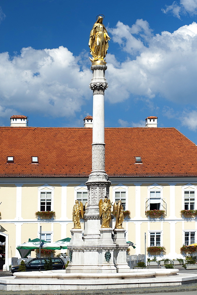 Statue of the Virgin Mary on Kaptol Square in Zagreb, capital of Croatia, Europe