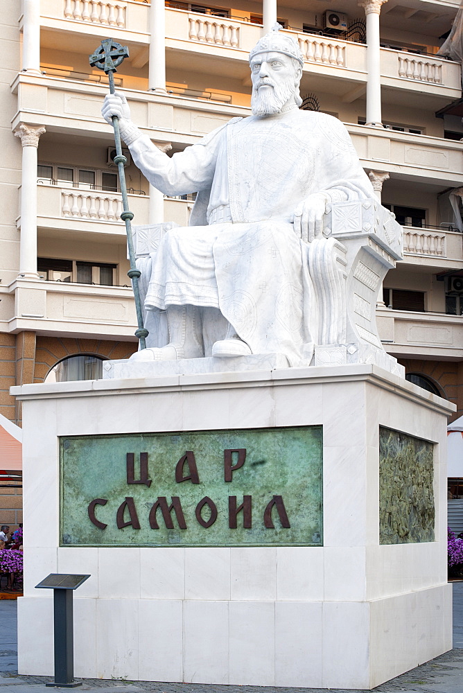 Monument to medieval Tsar Samuel in the central square in Skopje, Macedonia, Europe