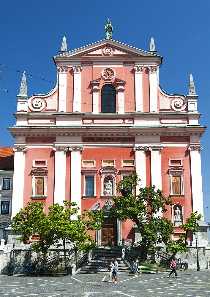 The Franciscan Church of the Annunciation in Preseren Square, Ljubljana, Slovenia, Europe