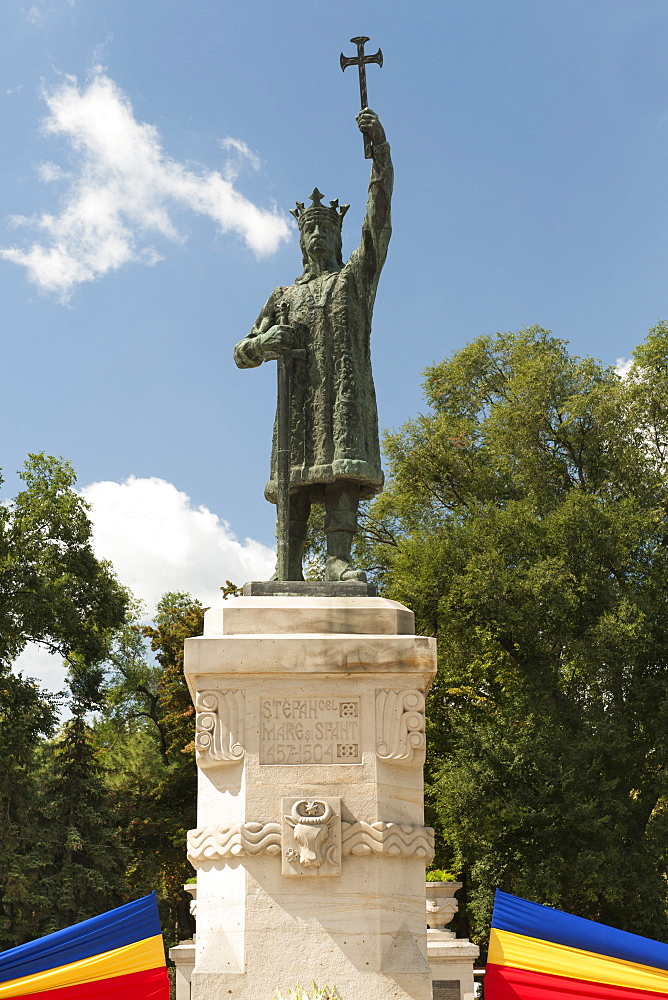 Statue of St. Stephen III of Moldavia (Stefan the Great) in Chisinau, the capital of Moldova, Europe