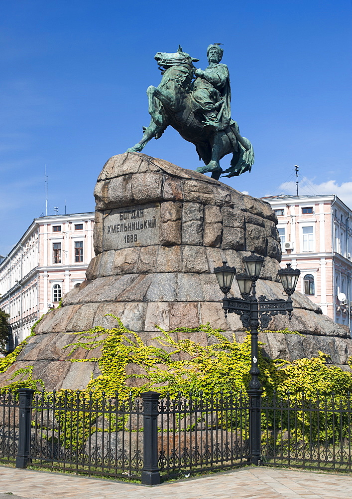 Statue of Bohdan Khmelnytsky in St. Sophia's Square in Kiev, the capital of Ukraine, Europe